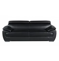 86" Black And Silver Leather Sofa