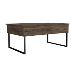 41" Dark Brown And Black Metal Lift Top Coffee Table