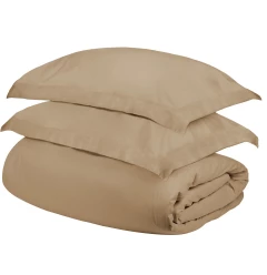 Beige blend thread count washable duvet cover with a comfortable and soft texture