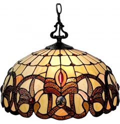 16" Tiffany Style Stained Glass Two Light Glass Dimmable Ceiling Light