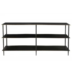 48" Gray Iron Floor Shelf Console Table With Shelves