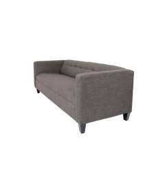 80" Charcoal Polyester And Dark Brown Sofa