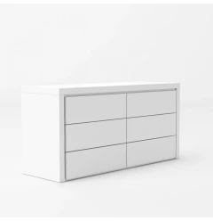 62" White Manufactured Wood Six Drawer Double Dresser