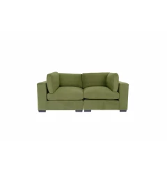 84" Forest Green And Dark Brown Loveseat