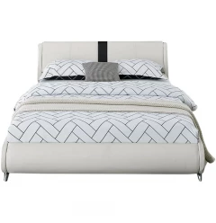 White Platform King Bed with Two Nightstands