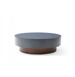 48" Antique Copper And Grey Steel Round Coffee Table