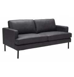 72" Gray Polyester Sofa With Black Legs