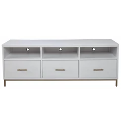 64" White Mahogany Solid Wood Open Shelving TV Stand