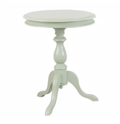 25" Antique Ivory Manufactured Wood Round End Table