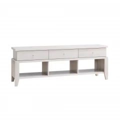 60" White Oak Manufactured Wood Cabinet Enclosed Storage TV Stand