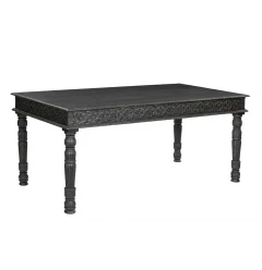 72" Black Solid Wood Dining Table