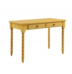 42" Yellow Writing Desk With Two Drawers