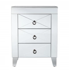 26" Silver End Table With Three Drawers