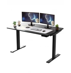 Black on Black 45" Bamboo Dual Motor Electric Office Adjustable Computer Desk