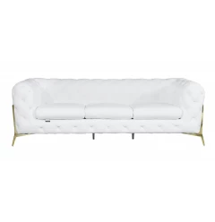 White silver Italian leather sofa with comfortable rectangular studio couch design suitable for events