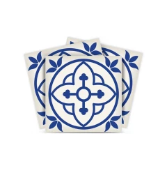 4" X 4" Tulipa Blue and White Peel and Stick Removable Tiles