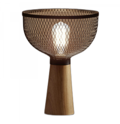 Upturned Black Metal Cage Table Lamp