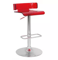 " Red And Silver Stainless Steel Low Back Counter Height Bar Chair