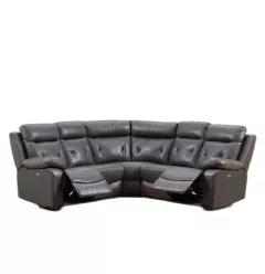 Power reclining U-shaped corner sectional with plush cushions and modern design
