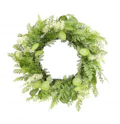 28" Green and White Artificial Fern Wreath