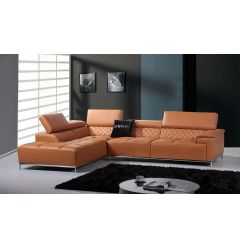 36" Orange Leather Foam Metal And Wood Sectional Sofa