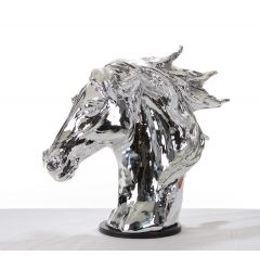 Modern Silver Horse Head Sculpture