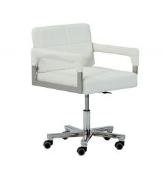 29" White Bonded Leather And Steel Office Chair