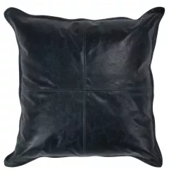 Blue Leather Down Blend Throw Pillow With No Decorative Addition