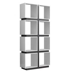 12" X 33.5" X 71.25" White Grey Particle Board Hollow Core Bookcase With A Hollow Core