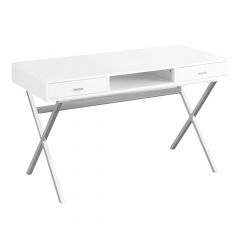 24" White Rectangular Computer Desk With Two Drawers