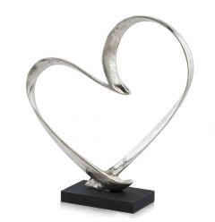 Raw Silver And Black Heart Sculpture