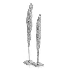Rough Silver Tall Thin Set Of 2 Leaves