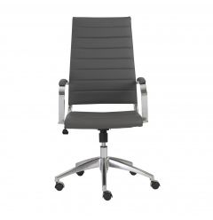 22.25" X 27" X 45.25" High Back Office Chair In Gray With Aluminum Base