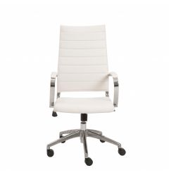 22.25" X 27" X 45.25" High Back Office Chair In White With Aluminum Base
