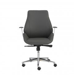 Gray Faux Leather Scoop Office Chair With Mod Armrests