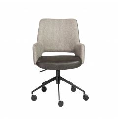 21.26" X 25.60" X 37.21" Office Chair In Light Gray Fabric And Dark Gray Leatherette With Black Base