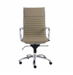 26.38" X 25.60" X 45.08" High Back Office Chair In Taupe With Chromed Steel Base