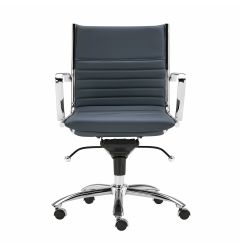 27.01" X 25.04" X 38" Low Back Office Chair In Blue With Chromed Steel Base