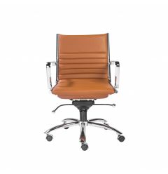 27.01" X 25.04" X 38" Low Back Office Chair In Cognac With Chrome Base