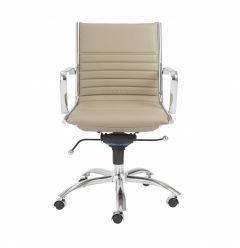 27.01" X 25.04" X 38" Low Back Office Chair In Taupe With Chromed Steel Base