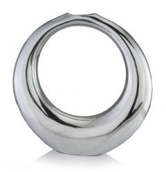 4" X 19" X 19" Silver Aluminum Ring Large Hoop Vase