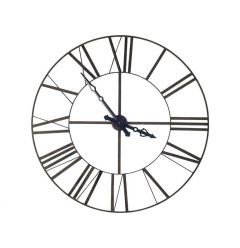 50" Round Xl Industrial Stylewall Clock With Open Back Face And Welded Iron Roman Numeral