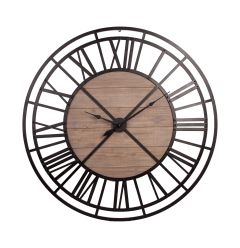59" Round Xl Industrial Stylewall Clock With Matte Metal Frame
