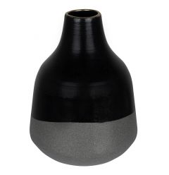 Dora Small Cement Gray And Black Dipped Vase