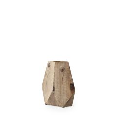 9" Natural Stain Geometric Wooden Vase