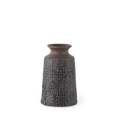 7" Brown and Blue Tribal Ceramic Vase