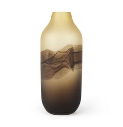 14" Brown and Beige Smoky Sand Dunes Glass Vase