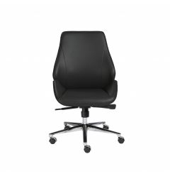 Black Faux Leather Scoop Office Chair with No Arms