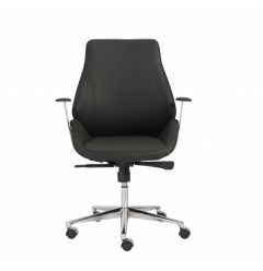 Black Faux Leather Scoop Office Chair with Mod Armrests