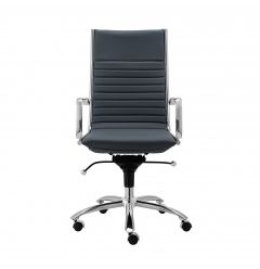 Executive Blue and Chrome High Back Office Chair